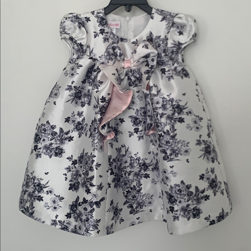 Bonnie Jean Ivory and Black Floral Dress